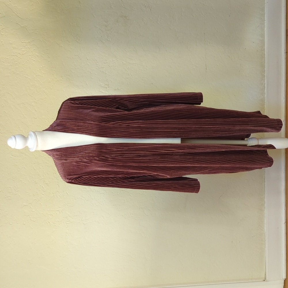 Forever 21 Lightweight Plum Velour Open Front Casual Jacket Cardigan Size Large